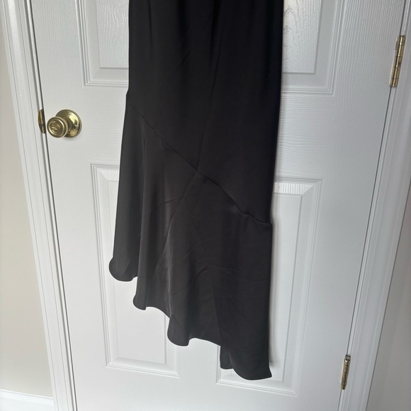 NWT Glamorous Black Satin Bias- Cut Asymmetric Dress Size Medium - Picture 3 of 9